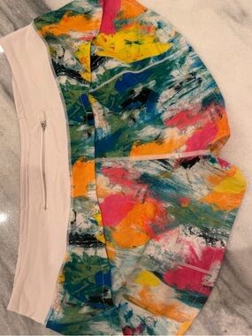 lululemon athletica Multicolor Paint-Splash Athletic Shorts with White Waistband